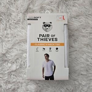 Pair of Thieves Super Soft T-Shirt. Classic V Neck. 2 pack. White. Size Large. N